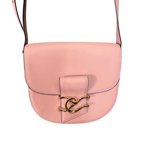 Alexis Bittar Dusty Pink Crossbody TWISTED GOLD LEATHER SADDLE BAG IN DUSTY PINK - Picture 12 of 16